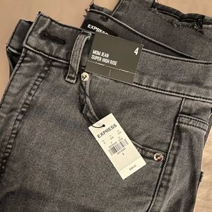 Express faded black mom jeans, brand new